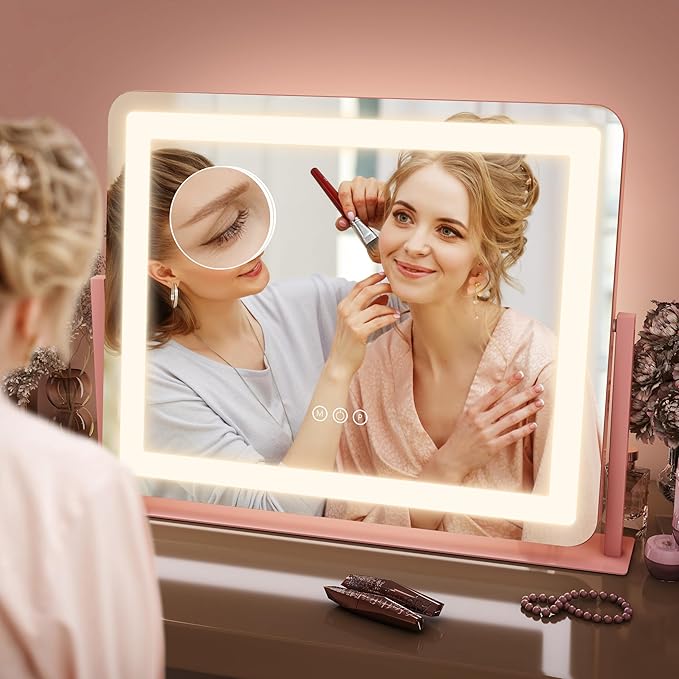FENNIO Vanity Mirror with Lights 22''x17'' Makeup Mirror, Vanity Mirror Touch - Image 5