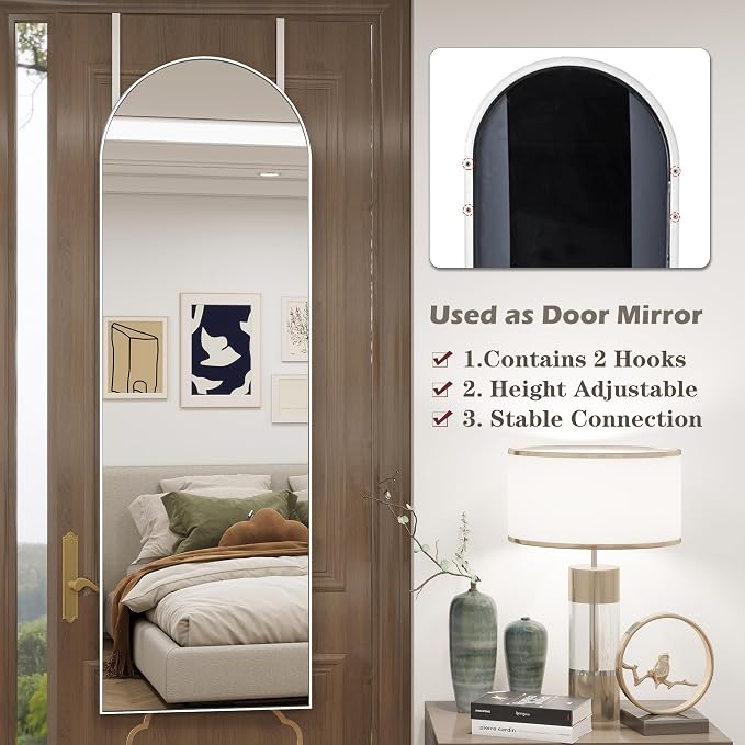 Door Mirror, Arched Full Length Mirror Over The Door, Wall Mirrors - Image 3
