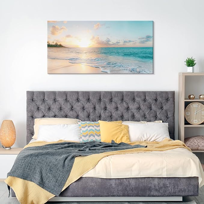 Goldfoilart Large Beach Sunset Canvas Wall Art - Image 5