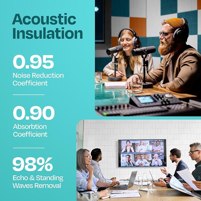 Acoustic Panels 12-Pack Soundproof Wall Panels 12"x12"x0.4" Decorative Sound - Image 3