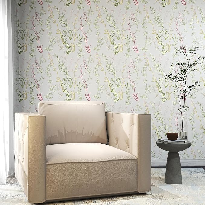 Timeet Floral Wallpaper Peel and Stick Botanical Wildflower Self Adhesive Wall - Image 7