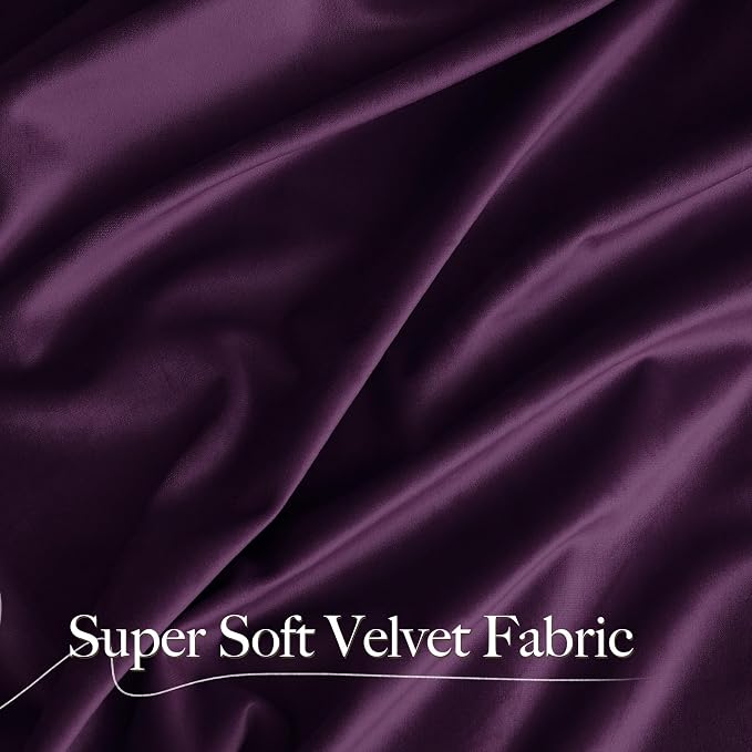 NICETOWN Purple Blackout Velvet Curtains 84 inch Long, Dark Purple - Image 8