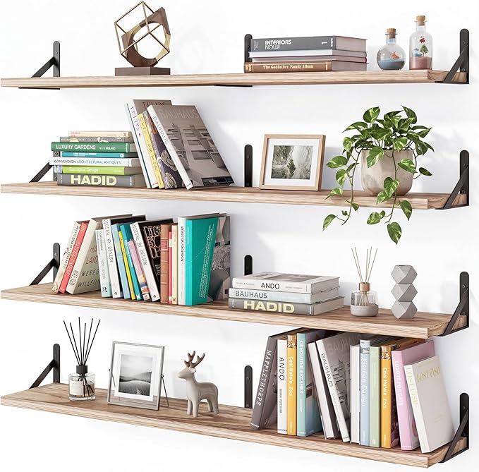 YGEOMER Floating Shelves for Wall, 35in Light Carbonized Brown Wall Shelves for by YGEOMER