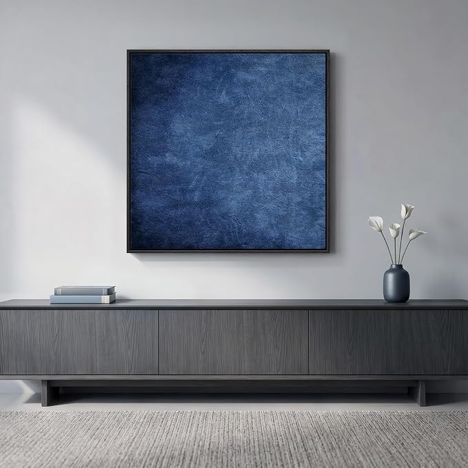 Large Framed Navy Blue Abstract Wall Art by Cuspin