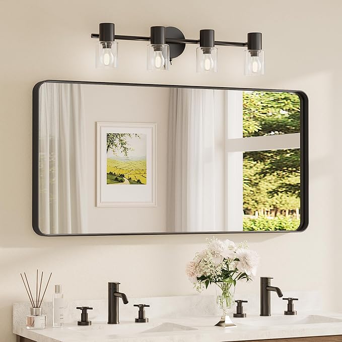 TETOTE 48 x 24 Inch Black Frame Mirror, Bathroom Vanity Mirror by TETOTE