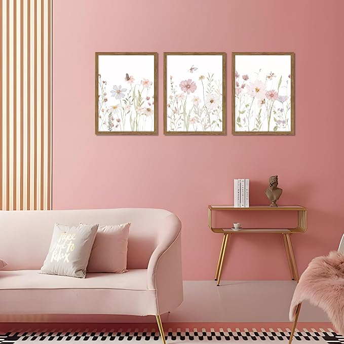 Framed Wildflower Wall Art Set of 3, Vintage Flower Botanical Paintings - Image 7