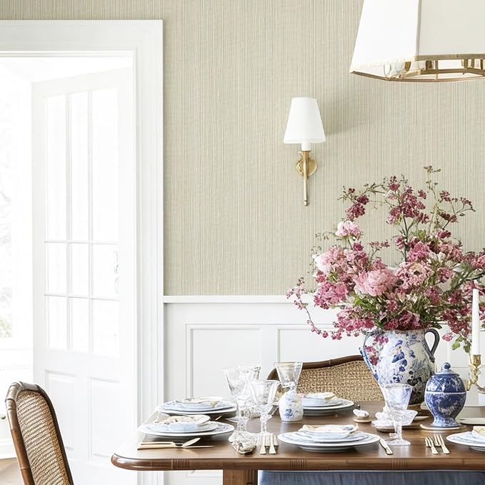 YXTII 20.8" x 393.7" Grasscloth Peel and Stick Wallpaper, Textured Wallpaper - Image 2