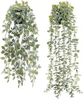 Der Rose 2Pcs Fake Plants Hanging Artificial Decor Faux Potted Eucalyptus and by DerRose