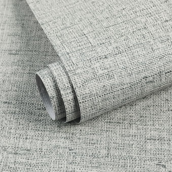 15.75"x590.6" Gray Grasscloth Wallpaper Peel and Stick Removable Textured Wall by MANONIRIA