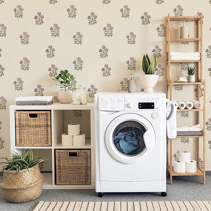 Beige Floral Wallpaper Vintage Rose Peel and Stick Wallpaper Waterproof Contact - Image 8