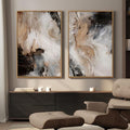 Large Framed Neutral Abstract Set of 2 Wall Art by MXART