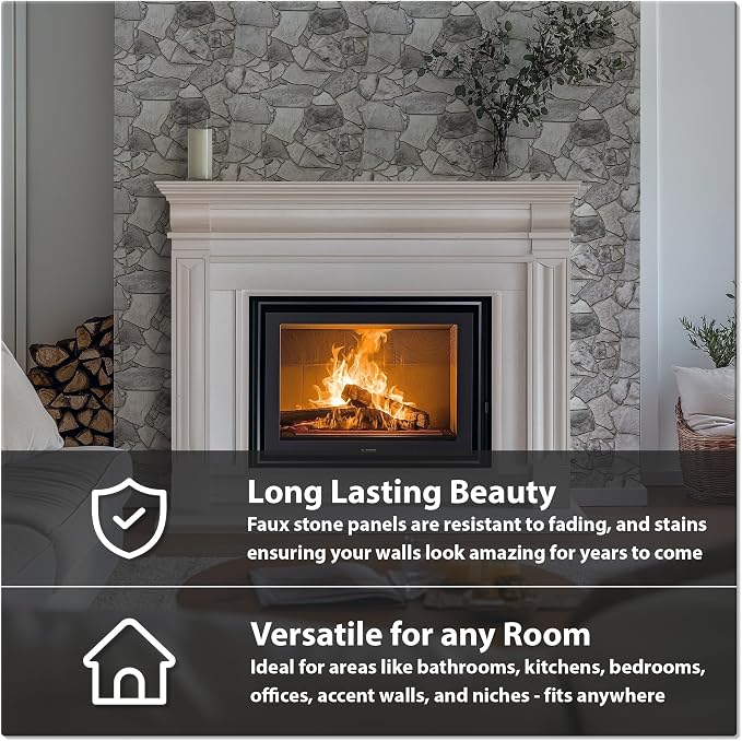 CONCORD WALLCOVERINGS 3D Faux Stone Wall Panels, Lightweight 17.5" x 23.75" PVC - Image 6