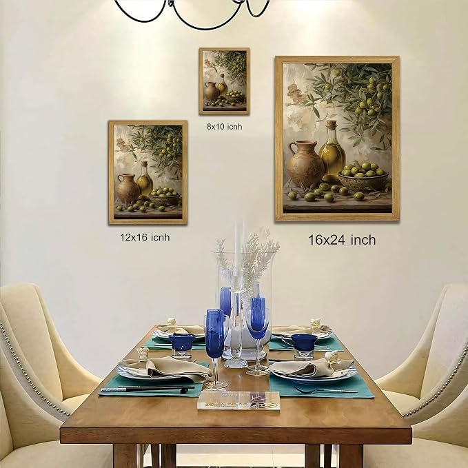 Wood Framed Olive Kitchen Wall Art, Vintage Rustic Still Life Canvas Print - Image 2