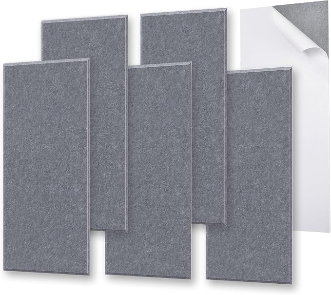 6 Pack Self-Adhesive Acoustic Panels, 15.75" X 31.5" X 0.47" Soundproof Wall by ENSEPST