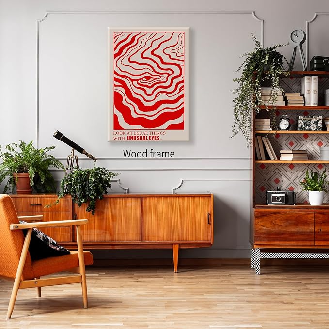 Retro Red Abstract Eye Canvas Wall Art Vintage Hippie Trippy Poster Affirmation - Image 6