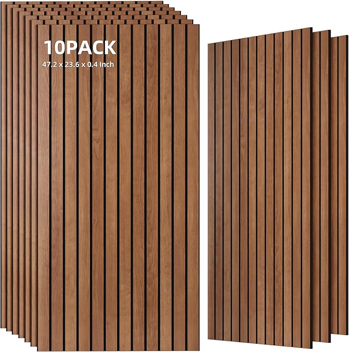 TO-TH Wood-Look Acoustic Wall Panels, 10 Pack 47.2” x 23.6” Acoustic Panels by TO-TH