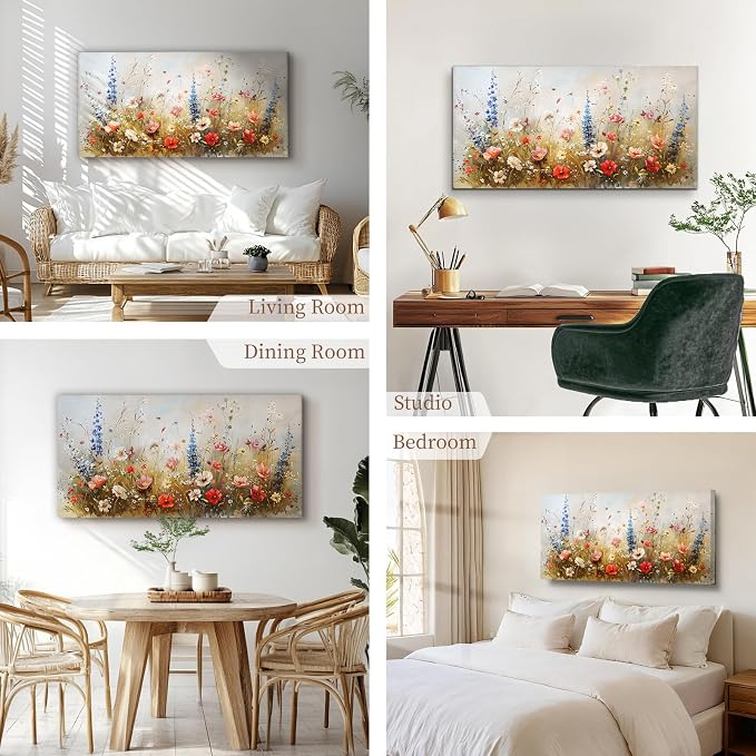 SERIMINO Spring Wildflower Wall Art, Nature Botanical Floral Large Artwork - Image 5
