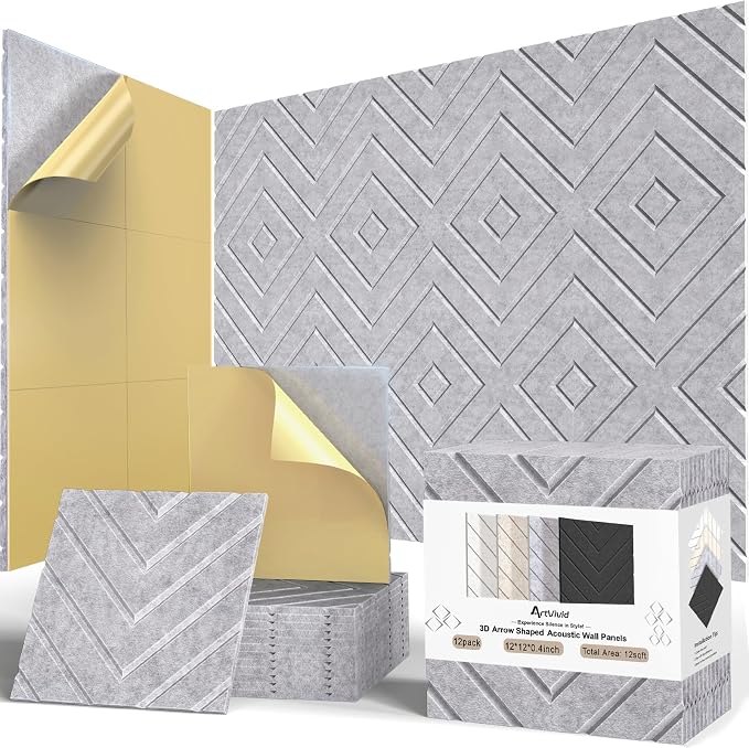 12Pack Acoustic Wall Panels, Self-Adhesive Sound Proof Foam Panels by ArtVivid