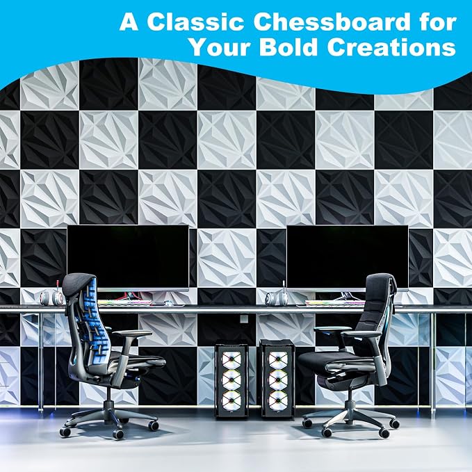 Art3d 33-Pack 3D Wall Panel for Interior Wall Décor, Diamond Textured PVC - Image 4