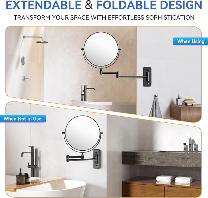 Auxmir 1X/30X Wall Mounted Makeup Mirror, Double Sided Magnifying Mirror - Image 7