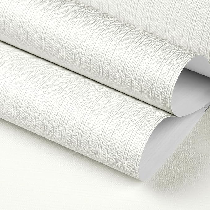 FunStick 16"x240" Modern Cream White Textured Wallpaper Peel and Stick - Image 7