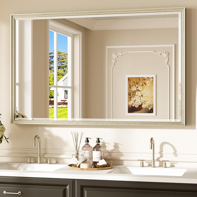 Keonjinn 48" x 30" Brushed Nickel Bathroom Mirrors by Keonjinn