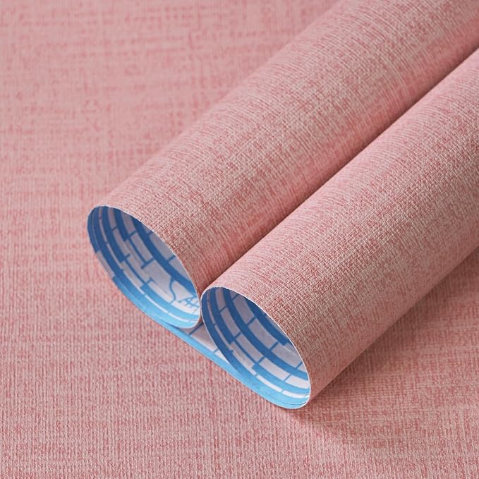 Guvana Grasscloth Peel and Stick Wallpaper Pink Textured Contact Paper Modern by Guvana