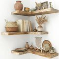 16 Inch Solid Wood Floating Corner Shelves 3 Pack by Unknown