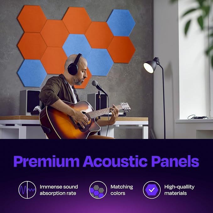 Acoustic Panels 12-Pack Soundproof Wall Panels 14"X12.1"X0.4" Sound Panels High - Image 2