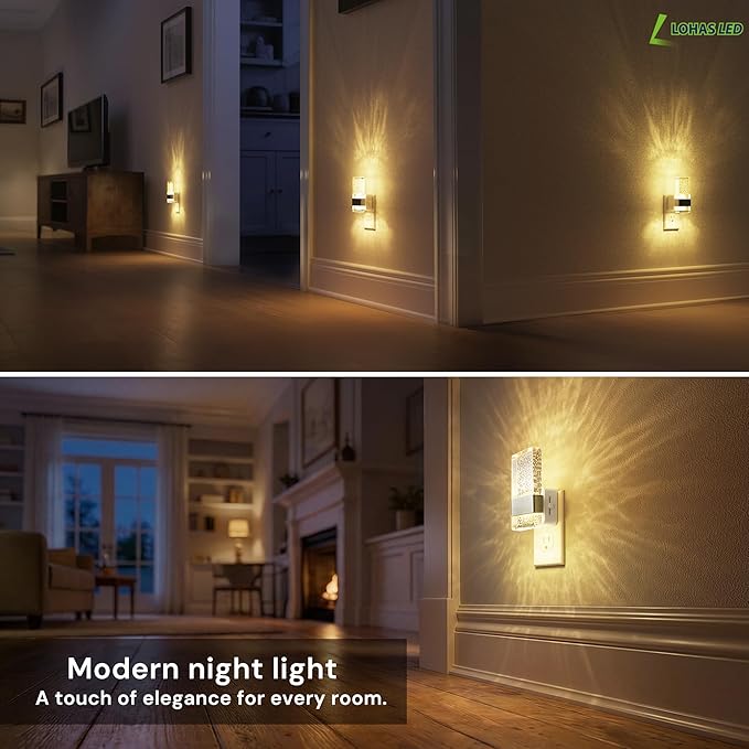 L LOHAS LED Night Light, Dimmable Night Lights Plug into Wall, 2 Pack Acrylic - Image 4