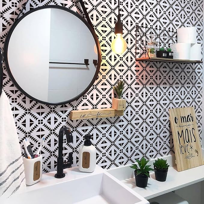 Jeweluck Black and White Peel and Stick Wallpaper Black and White Removable - Image 6