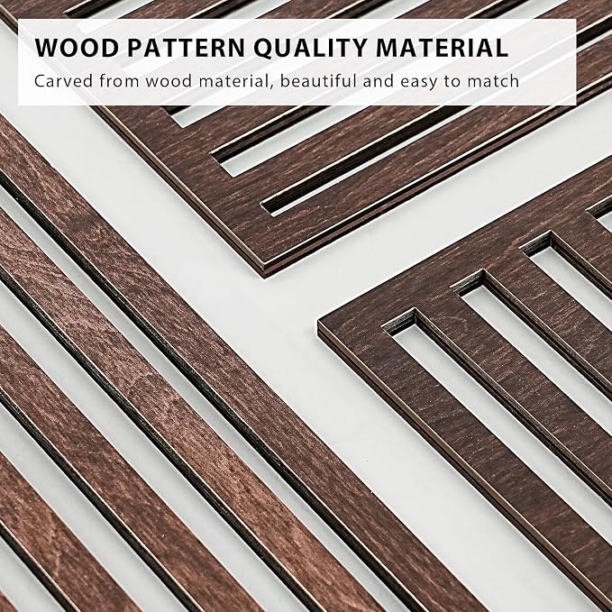 VIYYIEA Boho Solid Wood Carved Wall Art Set of 3, Geometric Minimalist Wooden - Image 3