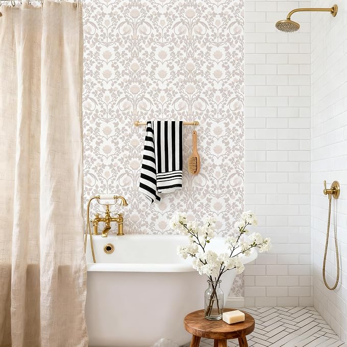 YXTII 17.3" × 393.7" Pink Peel and Stick Wallpaper, Floral Wallpaper - Image 8