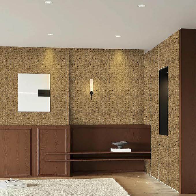 15.75"x787.4" Brown Grasscloth Wallpaper Peel and Stick Removable Textured Wall - Image 5