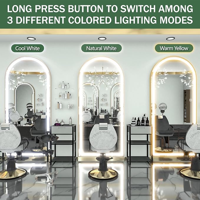 FENNIO Full Length Mirror with Lights, Free Standing Lighted Floor Mirror - Image 5