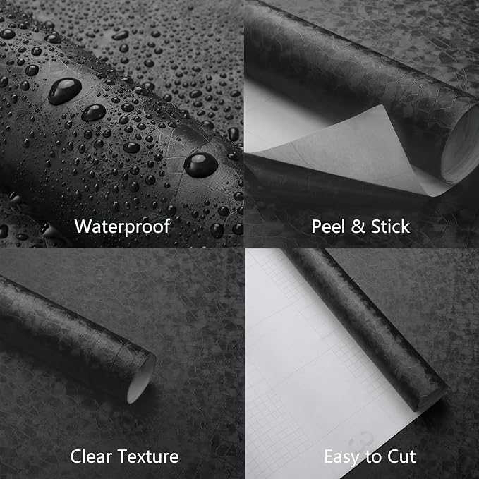 Yasinet Peel and Stick Wallpaper Black Removable Wallpaper Modern Black Contact - Image 3