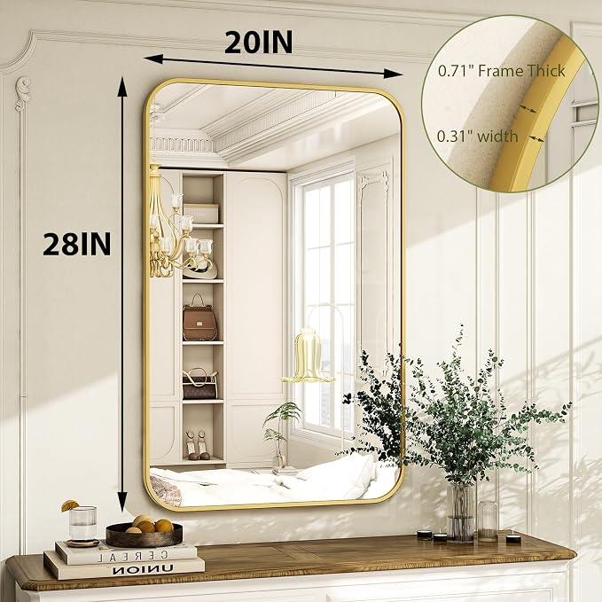 Easly 20 x 28 Inch Bathroom Mirror, Rounded Rectangular Vanity Mirror - Image 4