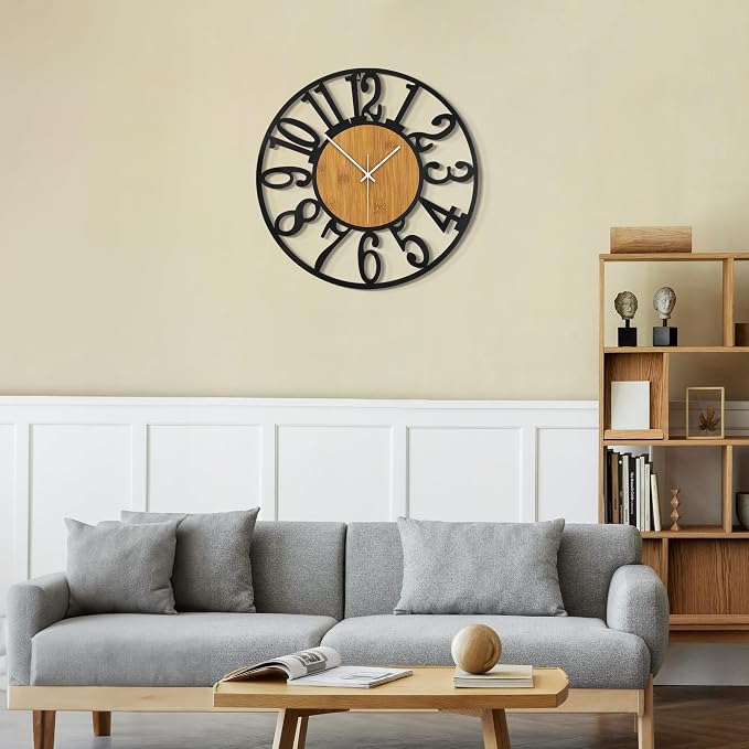 LEIKE Large Wall Clocks, Non Ticking, Battery Operated Rustic Round Modern Big - Image 7