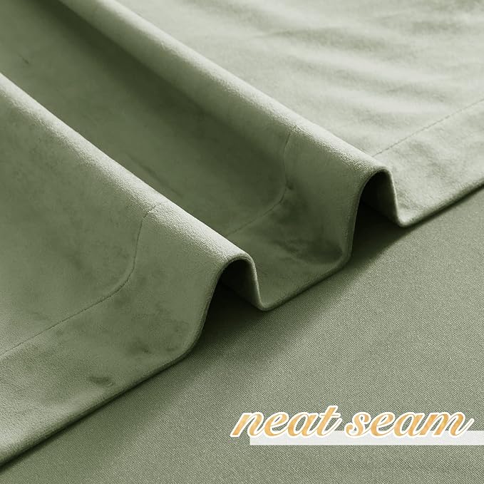 NICETOWN Sage Green Velvet Curtains 90 inches Long 2 Panels, Elegant and Sleek - Image 6