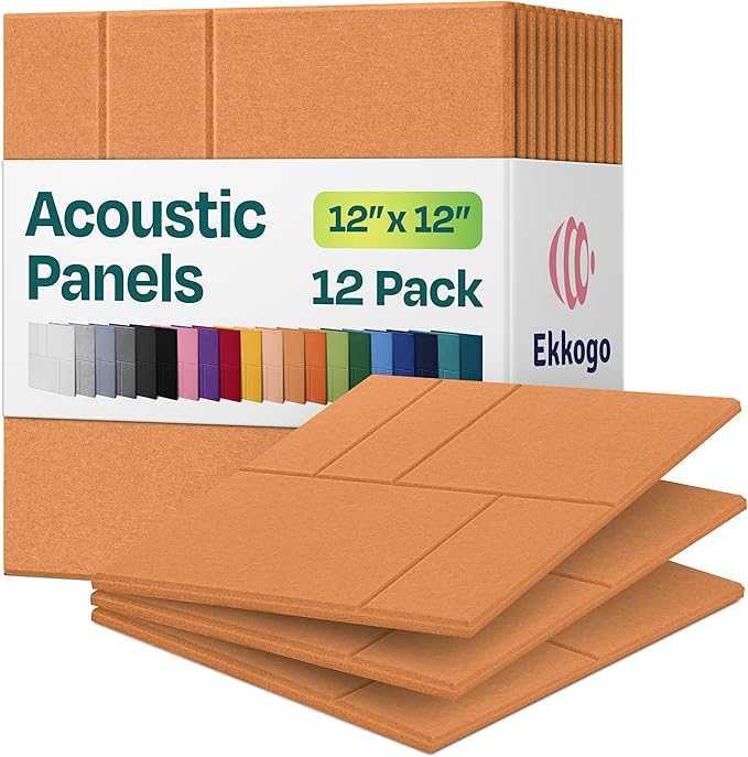 Acoustic Panels 12-Pack Soundproof Wall Panels 12"x12"x0.4" Decorative Sound by EkkogoAcousticPanels