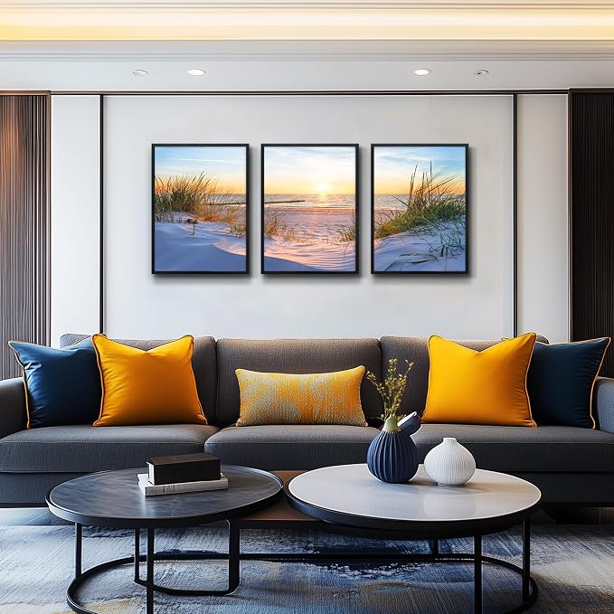 Black Framed Beach Wall Art Set - Image 2