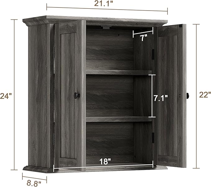 ChooChoo Bathroom Wall Cabinet, Over The Toilet Space Saver Storage Cabinet - Image 3