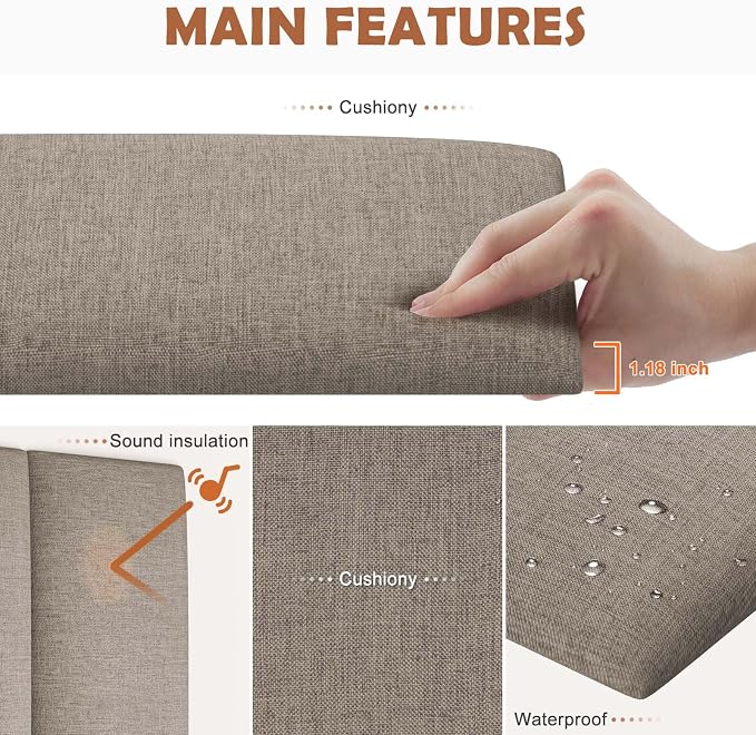 IFNOW Upholstered Wall Mounted Headboard, 3D Soundproof Wall Panels Peel and - Image 3