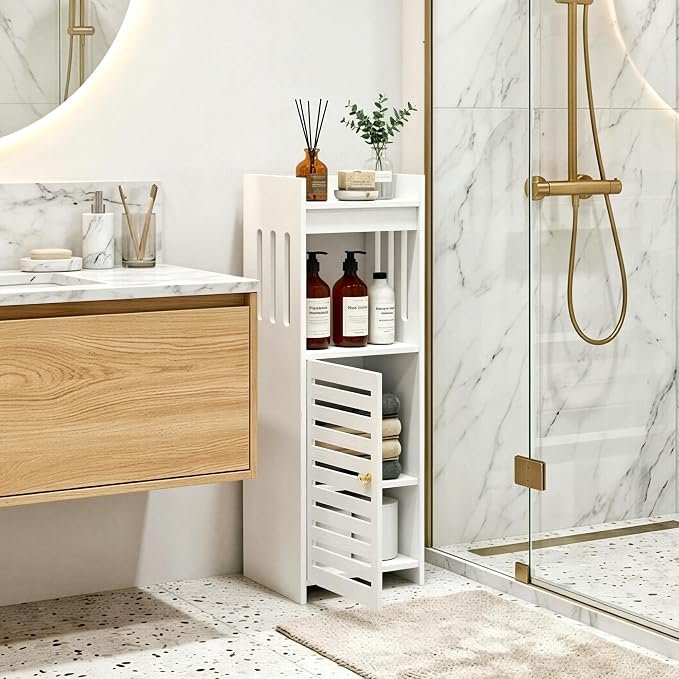 Narrow Bathroom Storage Cabinet, 4-Tier Slim Organizer - Image 2