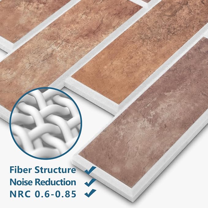 8-Pack 3D Faux Brick Acoustic Wall Panels, 11.8" x 11.8" PET Soundproof & Noise - Image 3