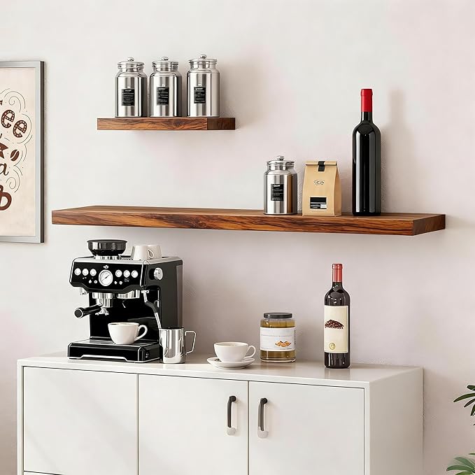 Vervida® Floating Shelves, 47.2 inch Wall Mounted Rustic Wood Shelves - Image 7