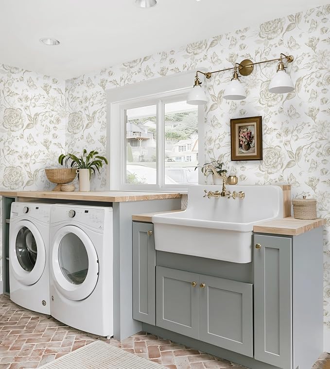 Yasinet Peel and Stick Wallpaper Boho Floral Wallpaper Vintage Floral Contact - Image 8