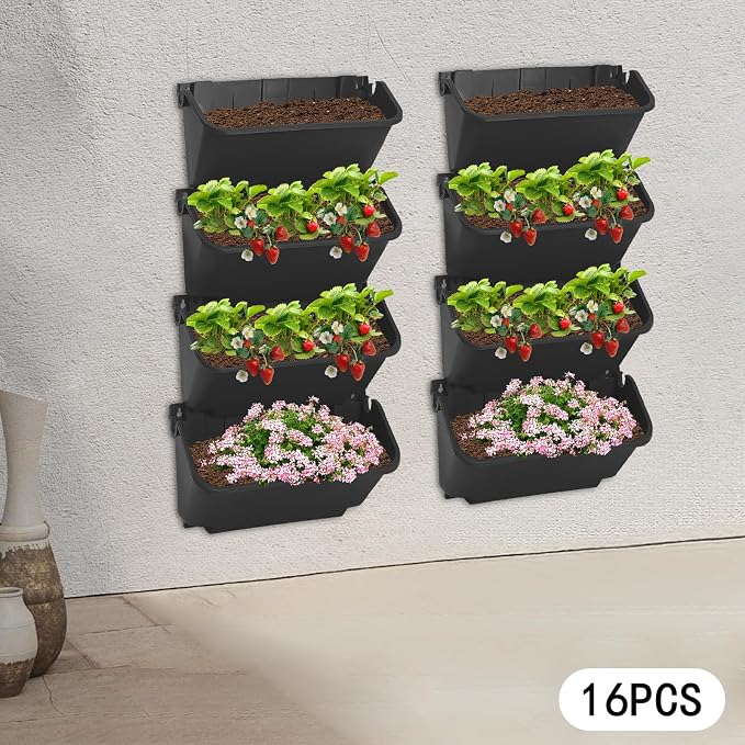 Vertical Wall Planter with 16 Pots, Hanging Garden Plant Flowerpot Holder - Image 9
