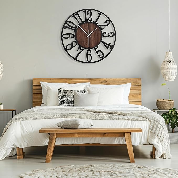 Maxstar Round Wall Clock for Living Room Decor Battery Operated Non Ticking - Image 5