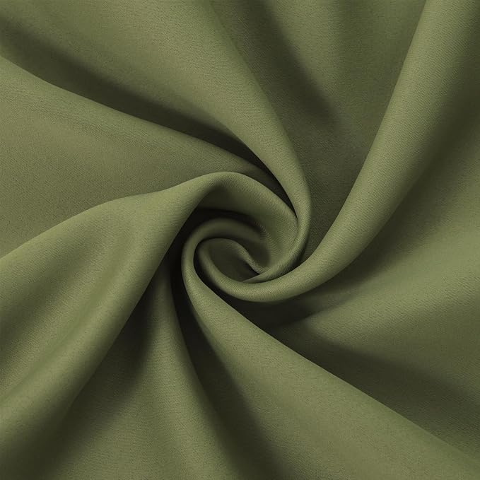 LEMOMO Olive Green Blackout Curtains 52 x 63 Inch Length/Set of 2 Curtain - Image 5